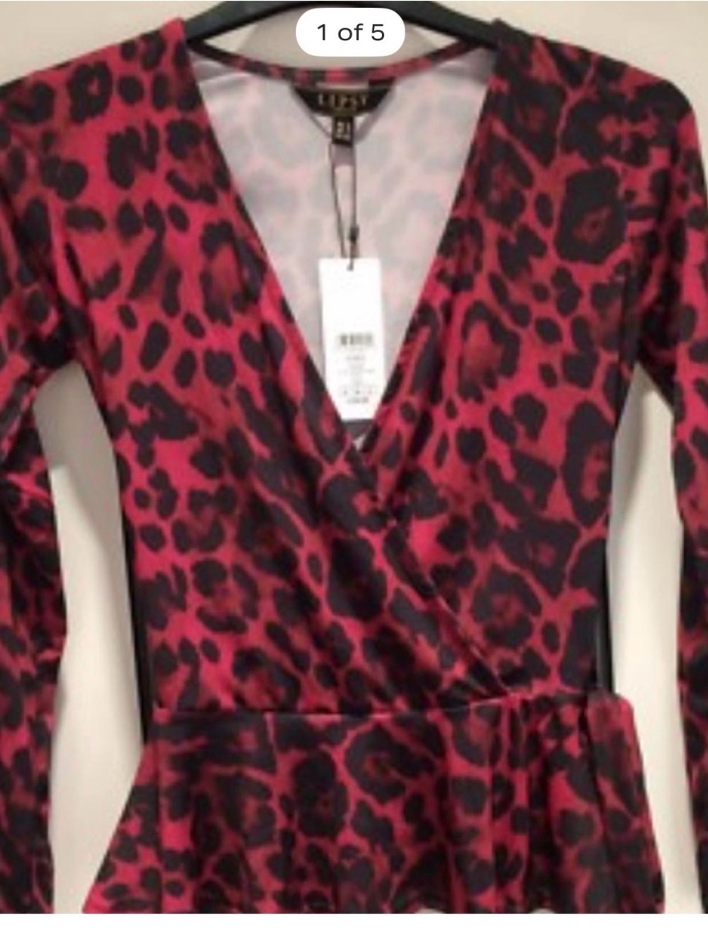 Lipsy Red and Black Leopard Print Wrap-Style Top